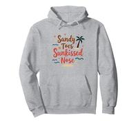 Sandy Toes Sunkissed Nose Beach Vacation Pullover Hoodie, Adult Unisex, Heather Grey, M