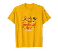 Sandy Toes Sunkissed Nose Beach Vacation T-Shirt, Men, Golden Yellow, Medium
