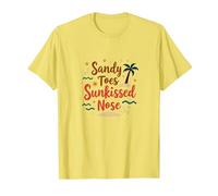 Sandy Toes Sunkissed Nose Beach Vacation T-Shirt, Men, Lemon, L