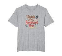Sandy Toes Sunkissed Nose Beach Vacation T-Shirt, Men's Big and Tall, Heather Grey, 2X Tall
