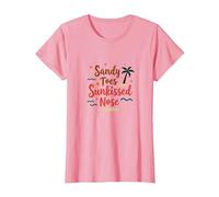 Sandy Toes Sunkissed Nose Beach Vacation T-Shirt, Women, Pink, XS