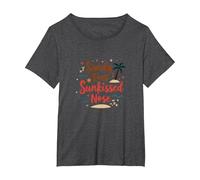 Sandy Toes Sunkissed Nose Beach Vacation T-Shirt, Women's Plus, Dark Heather Grey, 4X