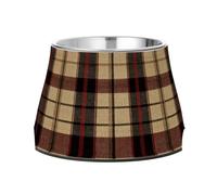 Sandybrown Buffalo Plaid Check Tartan Scotland Raised Pets Water Bowl Non Skid Stainless Steel Cat Feeding Bowls for Dogs Cats Rabbits Birds Whisker Friendly