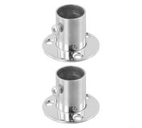 Sandyseptember 2 PCS Stainless Steel Wardrobe Rail Bracket Flange Rail Rod Pole Socket End Support Decor Tube End Holder For Curtain Kitchen Bathroom Wardrobe Balcony(19mm)