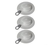 Sandyseptember 3 Pack Silicone Shower Drain Strainer with Double Filtration System and Anti Slip Design for Bathroom and Kitchen Sink(Gray 3PC)