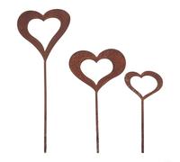 Sandyseptember 3PCS Iron Rusty Love Silhouette Flower Pot Decorative Pile Statue Garden Ornaments For Fences Decorations