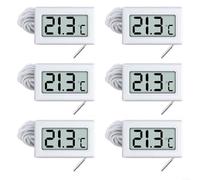 Sandyseptember 6 Pieces Digital Thermometer with External Probe, -50°C to 110°C Temperature Range for Refrigerators, Freezers, Aquariums, Water Tanks(White)