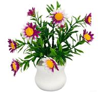 Sandyseptember Artificial Daisy Flower Arrangement Plastic Potted Plant, Lifelike Multi-Coloured Decorative Floral Display for Home or Wedding(Purple 18 * 13cm)