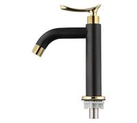 Sandyseptember Black Gold Contemporary Waterfall Bathroom Sink Faucet, Single Hole, Lever Handle, 304 Stainless Steel, 1 Hole, 1 Piece
