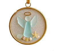 Sandyseptember Christmas Ornament Depicting Jesus Birth Scene With Coastal Sea Glass And Seashell Details Featuring A Golden Star(D)