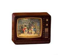 Sandyseptember Falling Snow TV Music Box With Light And Holiday Music, Featuring Christmas Scenes With Santa Claus, Snowman And Elk, Battery Or USB Power Options(Red Snowman)