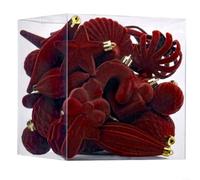 Sandyseptember Flocked Christmas Tree Ornaments Set 28 Pack Burgundy Beige Brown Green Baubles Holiday Decorations Hanging Balls(dark brown)