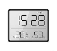 Sandyseptember LCD Digital Alarm Clock with Large Screen, Temperature and Humidity Display, Calendar, Snooze Function, 12/24 Hour and °C/°F Switching, Anti-Slip Base, White(black)