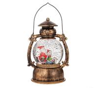 Sandyseptember Retro Bronze Cartoon Christmas Music Box Lantern with Horse and Snowy Scene, Illuminated Ni-ght Light Playing Classic Holiday Melodies for Seasonal Decoration(Old Snowman)