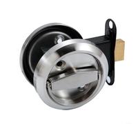 Sandyseptember Round Door Handle Lock, 304 Stainless Steel, 1PC for 35 45mm Thick Door Panels (Silver)
