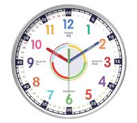 Sandyseptember Silent Wall Clock for Bedroom or Living Room, 10 Inch and 12 Inch Learning Clock with Easy Hang Design(10inch Silver frame)