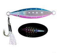 Sandyseptember Slow Sinking Iron Jig Lure 60g 80g Glow in the Dark Fishing Lure with Realistic 3D Eyes and Strong Hooks for Enhanced Fish Attraction (60g E)