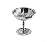 Sandyseptember Stainless Steel Lotus Shaped Ice Cream Cup with High Footed Base for Desserts and Parties, Silver
