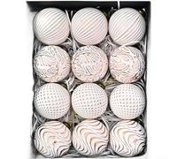 Sandyseptember Vintage Christmas Ball Ornaments Set of 12, Embossed Gold Plastic Baubles for Tree and Holiday Decoration(E)