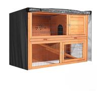Sandyseptember Waterproof Outdoor Rabbit Hutch Cover 4FT Double Layer 420D Oxford with Air Vents and Transparent Front Lid