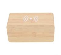 Sandyseptember Wooden Digital Alarm Clock with LED Display Wireless Phone Charging Temperature Date Time Multiple Alarms Brightness Control USB Cable(A)