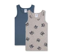 Sanetta Boys Shirt 2-Pack - Sleeveless Undershirt, Tank Top Gray/Blue 140