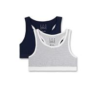 Sanetta Girl's 347705 Sports Bra, White Pebble, 164 (Pack of 2)