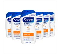 Sanex Body Wash - Expert Skin Health - Sensitive Shower Gel - Dermatologist Tested Gentle For Sensitive Skin - Multipack - 6 Pack - 450ml Bottles