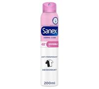 Sanex Derma Care Invisible 48-Hour Antiperspirant Spray Deodorant 200ml - long-lasting freshness against sweat and odour - gently cares for skin - contains 0% alcohol* - protects against stains