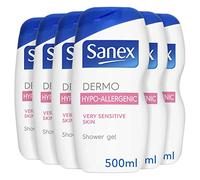 Sanex Dermo Hypo-Allergenic Shower Gel 500 ml Pack of 6, For Very Sensitive Skin, No Colourants or Soap, For Delicate Skin (6 x 500 ml)