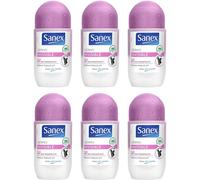 Sanex Dermo Invisible Roll On Antiperspirant 50ml, pack of 6, white