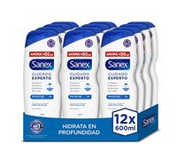 Sanex Expert Care Shower Gel Protector, Pack of 12 x 600 ml, Bath Gel, Gently Cleans, Helps Improve the Protective Barrier of Skin, 12H Hydration, Prebiotic and Postbiotic Complex
