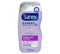 Sanex Expert Skin Health+ Micellar Soothing Shower Gel 515ml, for dry skin, body wash for men & women, nourishes skin, soothes skin tightness, 12 hour hydration, prebiotic & postbiotic complex