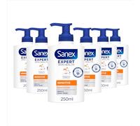 Sanex Expert Skin Health Sensitive Liquid Hand Wash 250ml x 6, Sensitive Hand Wash, SLS Free, Locks in Natural Moisture, Hand Wash to Protect Microbiome, Prebiotic and Postbiotic Complex