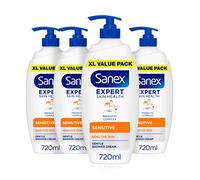 Sanex Body Wash, Expert Skin Health , Sensitive Shower Cream, Dermatologist Tested Gentle for Sensitive Skin, Multipack, 4 Pack, 720ml Bottles