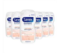 Sanex Expert Skin Health Soothing Bath Soak 450ml 6 Pack - bath soak men and women - bath foam - advanced prebiotic formula-comforts sensitive skin-supports good skin bacteria-dermatologically tested
