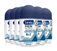 Sanex Men Active Control Antiperspirant Roll-On Deodorant 6x50ml, 72 hour sweat protection, anti-odour, long-lasting dryness, freshness