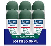 Sanex, Men's Deodorant Ball 0%, Men Respect & Control, 6 x 50 ml