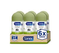 Sanex Natur Protect Roll-On Deodorant 24H Protection Against Bad Odour with Alum Brick 0% Alcohol, Free from Allergens and Dyes, Normal Skin, Pack of 6 x 50 ml