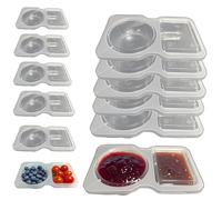 SanFangyue Reusable Snack Containers, Double Compartment Snack Containers with Lids, Leak-Proof Double Snack Pots - 11Pcs Mini Sauce & Dip Containers for Camping, Office & Travel