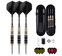 sanfeng Professional 3 Pack 24 Grams Steel Tip Darts Set With Brass Barrel, Black Aluminum Shafts 9pcs Standard Flights + 50pcs Rubber O-Rings + 12pcs Spring Rings + 1pcs Dart Sharpener Tool