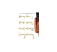 Sanfenly Threadless Flat Back Earrings Studs 316L Surgical Steel Push in Nose Studs Rings CZ Tragus Cartilage Helix Conch Labret Lip Nostril Medusa Piercing Jewelry Hypoallergenic 20G 18G 16G, Metal