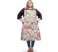 SANFERGE Canvas Plus Size Apron for Women with 2 Pockets, 39 x 38 Inch Extra Large XXL Aprons, monarch flower, 100 cm x 97