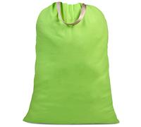 SANFERGE Cotton Canvas Laundry Bag with Handles & Drawstring Straps, Heavy Duty Extra Large Laundry Bags for Laundromat and Household, 25.5x34 Inch, Green