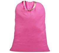 SANFERGE Cotton Canvas Laundry Bag with Handles & Drawstring Straps, Heavy Duty Extra Large Laundry Bags for Laundromat and Household, 25.5x34 Inch, Hot Pink