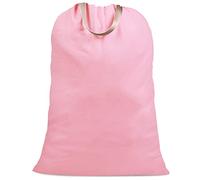 SANFERGE Cotton Canvas Laundry Bag with Handles & Drawstring Straps, Heavy Duty Extra Large Laundry Bags for Laundromat and Household, 25.5x34 Inch, Pink