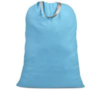 SANFERGE Cotton Canvas Laundry Bag with Handles & Drawstring Straps, Heavy Duty Extra Large Laundry Bags for Laundromat and Household, Washable Travel Dirty Clothes Bag Hamper Liner, 25.5x34Inch, Sky