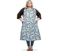 SANFERGE Ladies Plus Size Canvas Apron with 2 Pockets 39" x 38" Extra Large XXL Aprons, Blue Plum, OVERSIZE