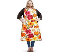 SANFERGE Ladies Plus Size Canvas Apron with 2 Pockets 39" x 38" Extra Large XXL Aprons, flowers, OVERSIZE