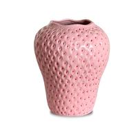SANFERGE Strawberry Ceramic Flower Vase, Giant Decorative Cute Fruit Ornament Vase for Flower Arrangement, Unique for Modern Vintage Home Kitchen Office Decor Centerpiece, Large Pink